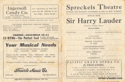 Spreckels Theatre San Diego Programme Bi-Fold Nov 12 & 13 19??