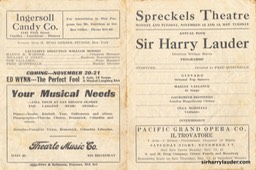 Spreckels Theatre San Diego Programme Bi-Fold Nov 12 & 13 19?? Reverse