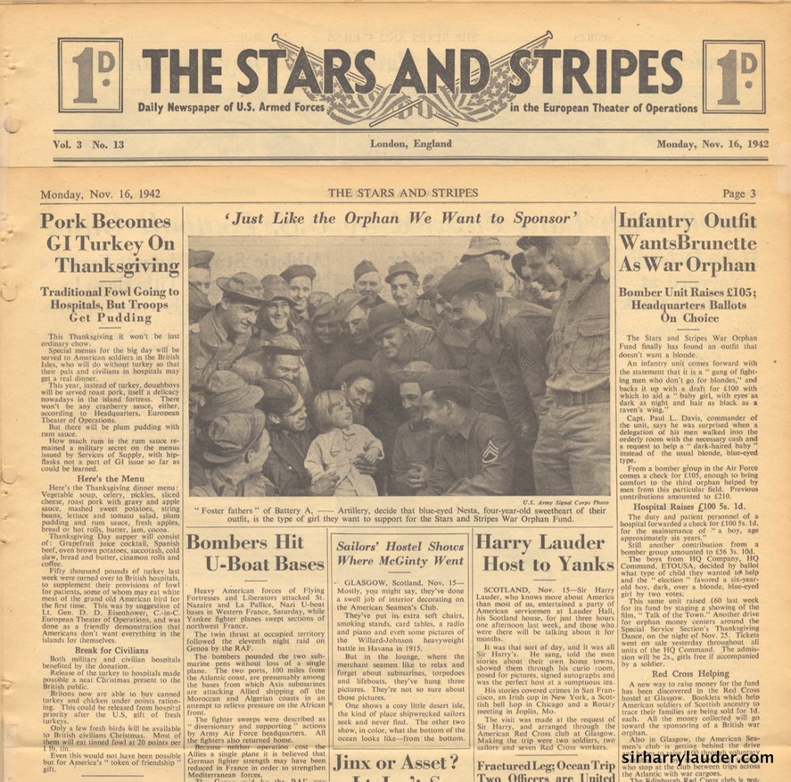 Stars & Stripes Newspaper Nov 16 1942