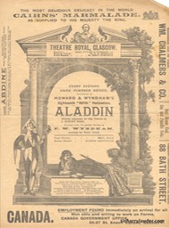 Theatre Royal Glasgow Aladdin Programme Bi-fold Jan 1 1906 -1