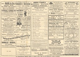 Tivoli London Programme Tri-Fold May 31 1909 Reverse