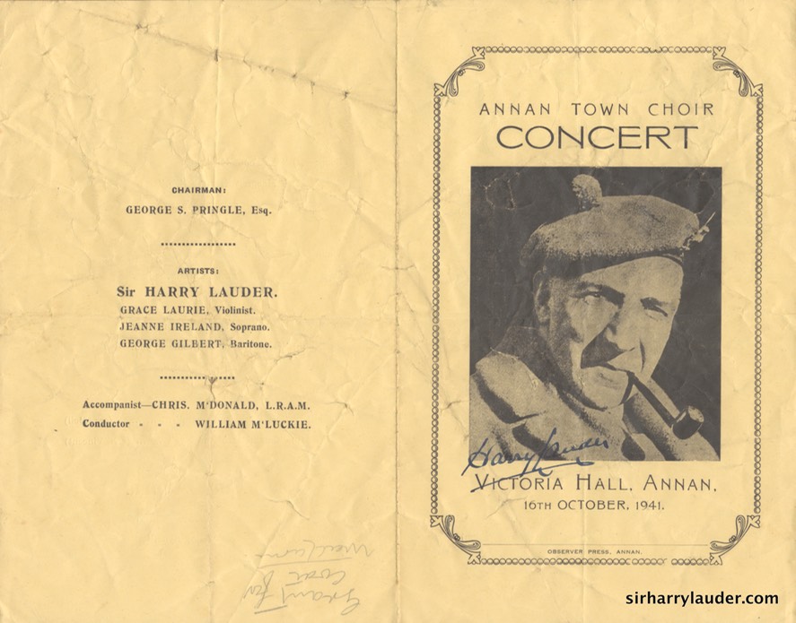 Victoria Hall Annan Signed Programme Bi-Fold Oct 16 1941