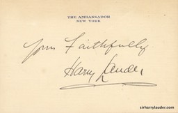 Yours Faithfully On Ambassador New York Hotel Card Undated